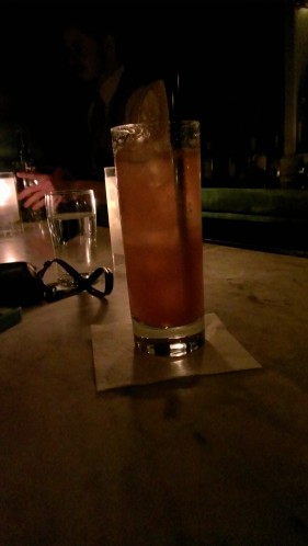"Tito's, Lemon, Byrrh, Honey Syrup, Grapefruit Bitters, Sparkling"The opposite of beer, I'm trying to be ironic, get it? 